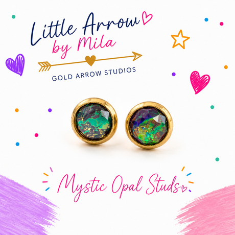 Mystic Opal Studs - Gold Arrow Studios 