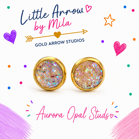 Aurora Opal Druzy Studs - Gold Arrow Studios 
