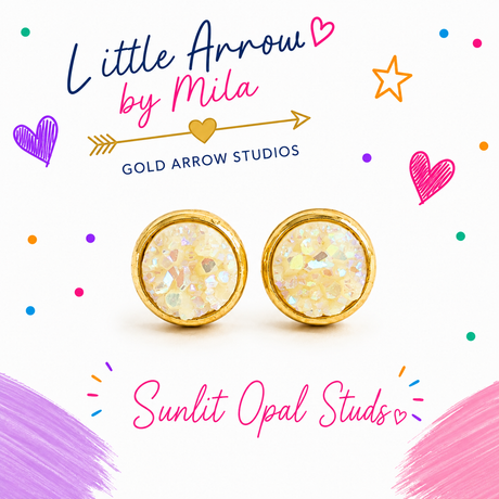 Sunlit Opal Studs - Gold Arrow Studios 