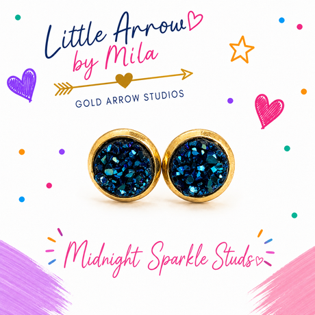 Midnight Sparkle Studs - Gold Arrow Studios 