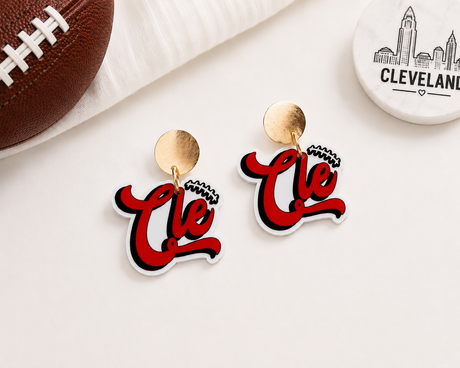 CLE Browns Dangle Earrings - Gold Arrow Studios 