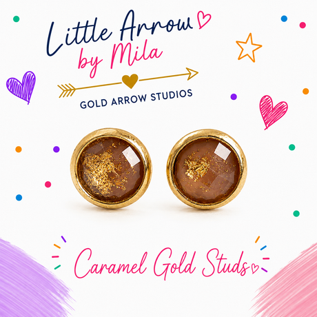 Caramel Gold Studs - Gold Arrow Studios 