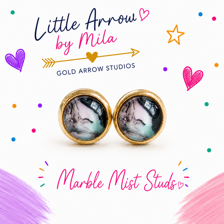 Marble Mist Studs - Gold Arrow Studios 