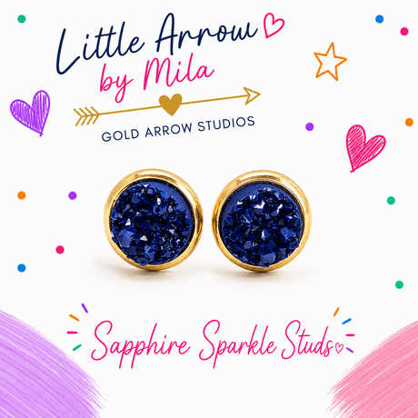 Sapphire Sparkle Studs - Gold Arrow Studios 