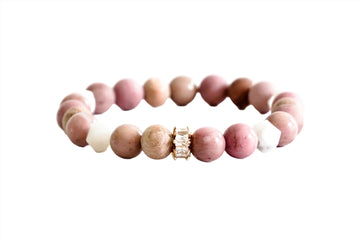 Rhodochrosite Aromatherapy Bracelet - Gold Arrow Studios 