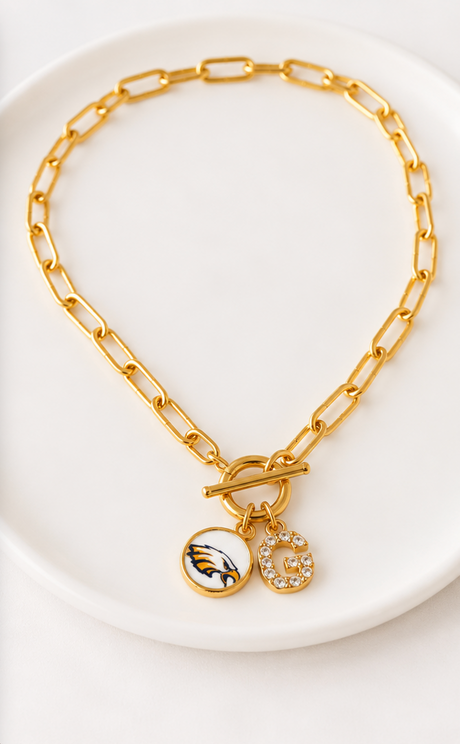 School Spirit Toggle Necklace - Gold Arrow Studios 