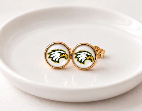 Green and Yellow Eagle Studs - Gold Arrow Studios 