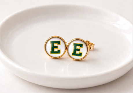 Green and Yellow E Studs - Gold Arrow Studios 