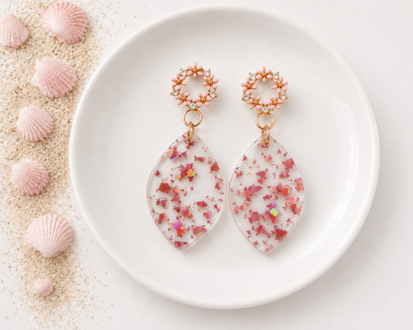 Blush Tide Dangle Earrings - Gold Arrow Studios 