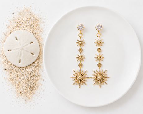 Sea and Stardust Dangle Earrings - Gold Arrow Studios 