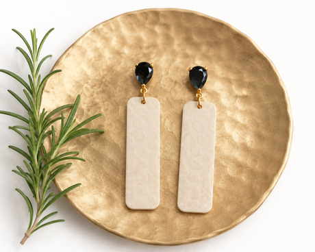 Cream Leopard Earrings - Gold Arrow Studios 