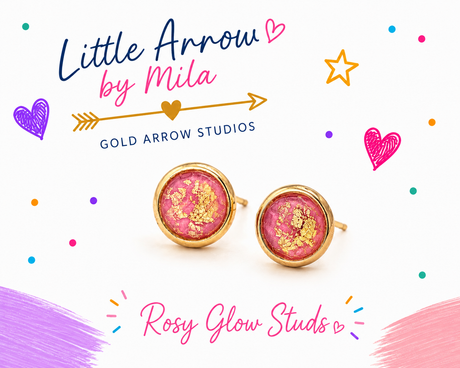 Rosy Glow Studs - Gold Arrow Studios 